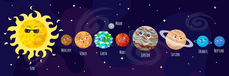 Cartoon Planets Vector Illustration. Stock Illustration - Illustration ...