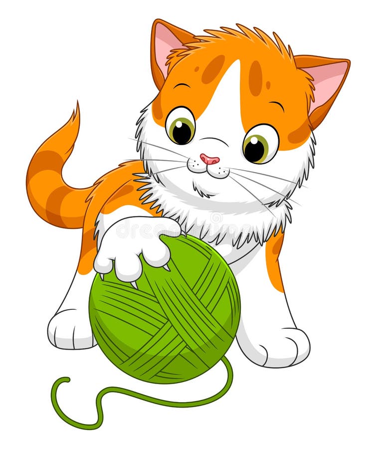 Cartoon playing kitten stock vector. Illustration of kitty - 94730736