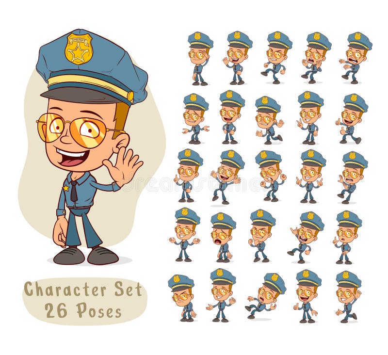 Cartoon Police Boy Big Set for Animation Stock Vector - Illustration of  character, handsome: 164497168