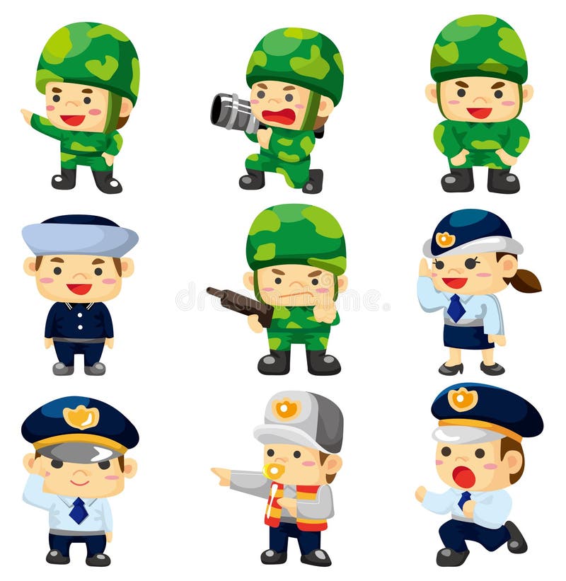 Cartoon police and soldier icon