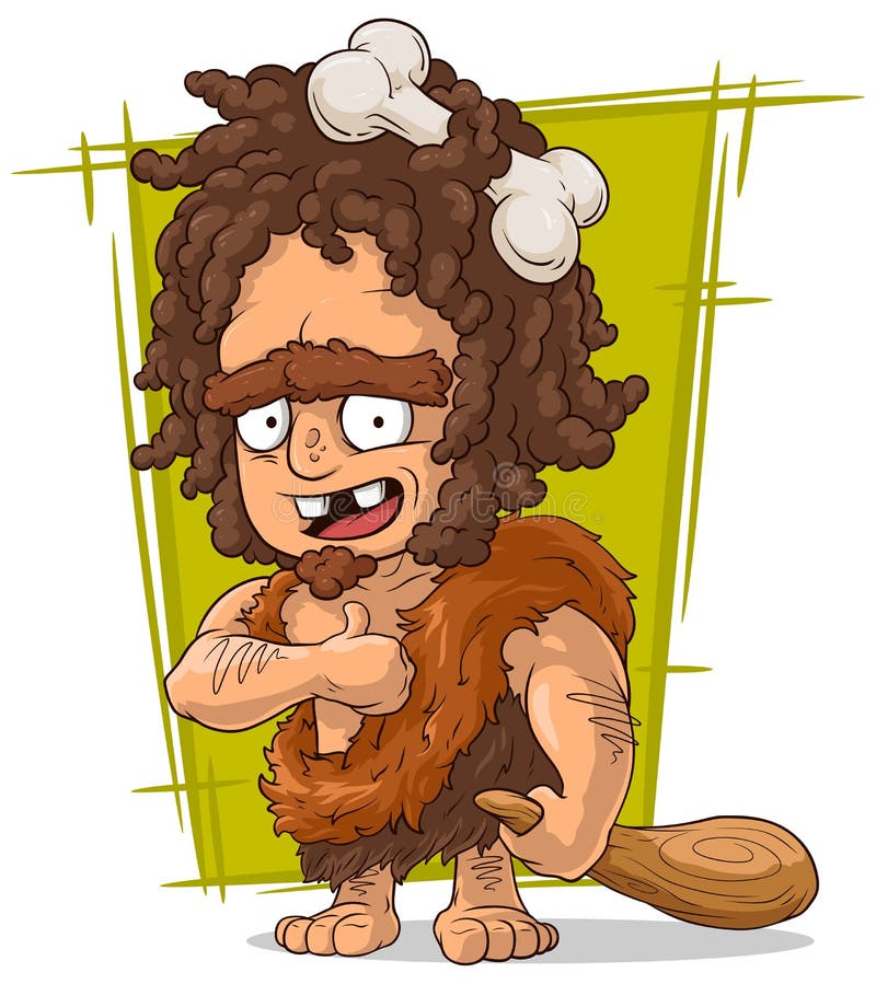 Cartoon prehistoric man with bone royalty free illustration Cartoon prehistoric man with bone royalty free illustration