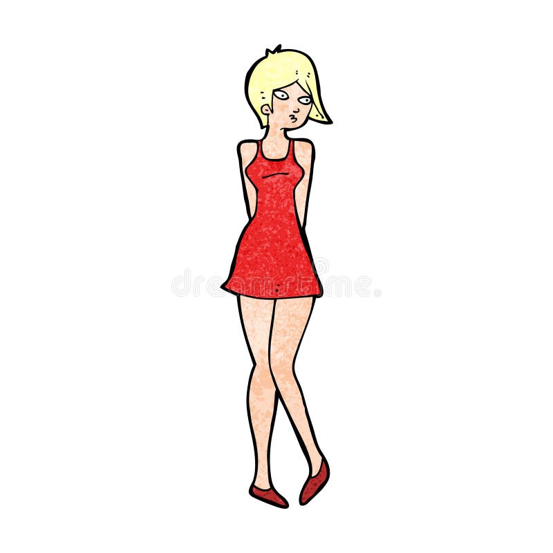 cartoon pretty woman in dress