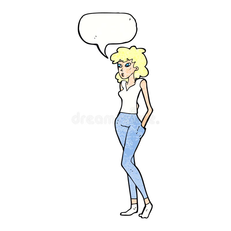 cartoon pretty woman with speech bubble