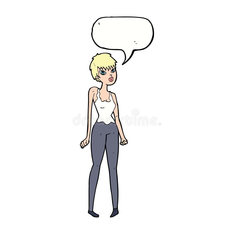 cartoon pretty woman with speech bubble