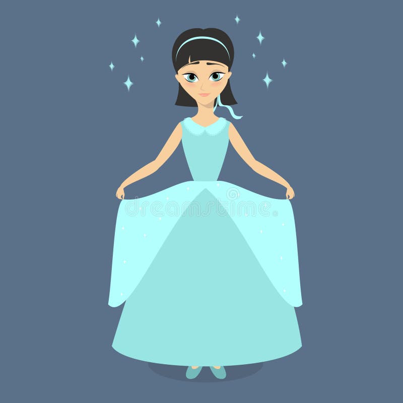 Cartoon Princess in a Ball Blue Dress Vector Illustration Stock  Illustration - Illustration of beautiful, design: 79865358