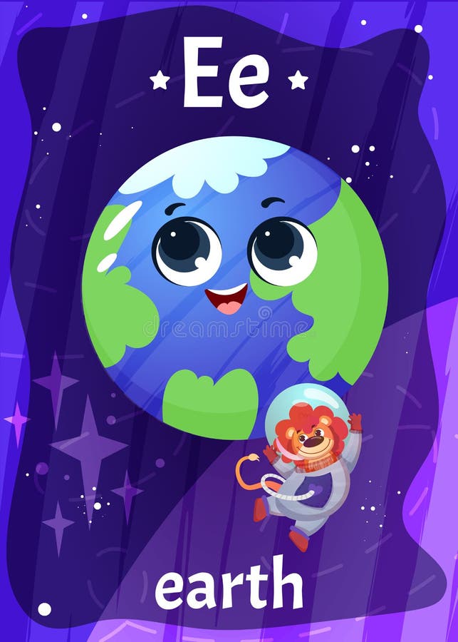 cartoon-printable-space-alphabet-flashcard-with-letter-e-and-earth
