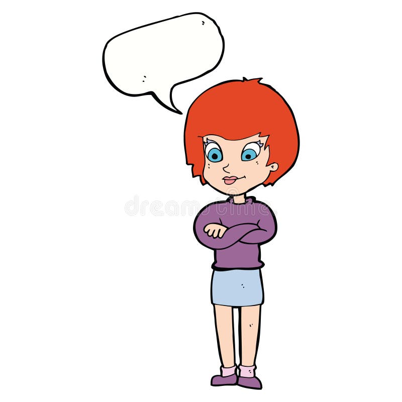 cartoon proud woman with speech bubble