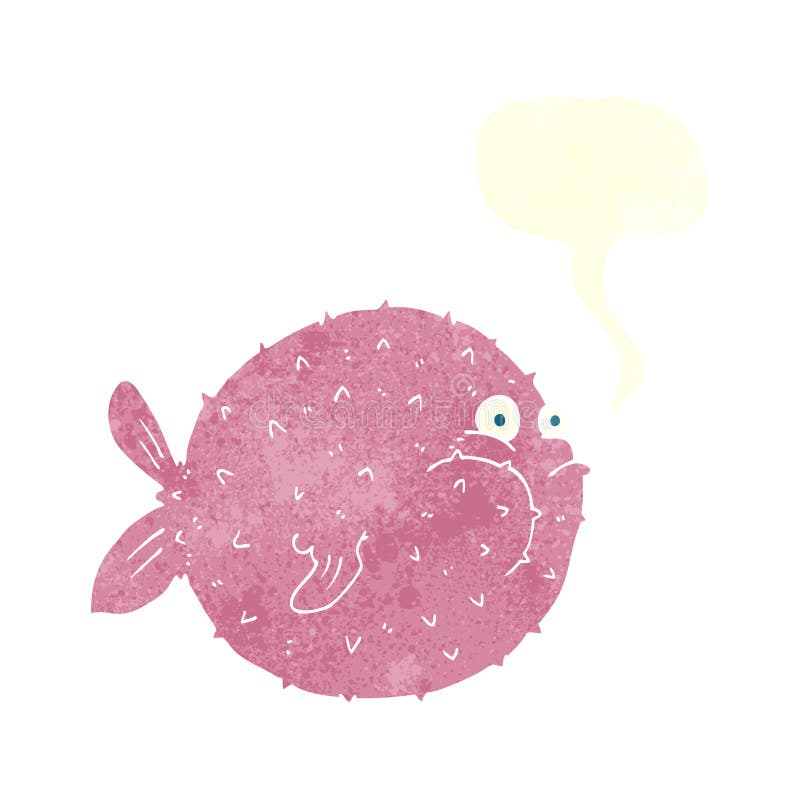 cartoon puffer fish with speech bubble