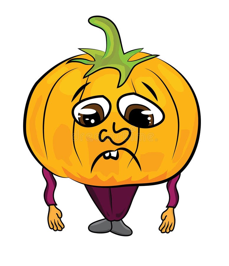 Cartoon pumpkin character stock illustration. Illustration of october