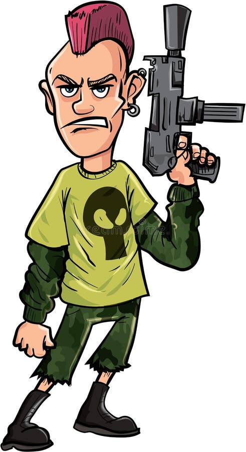 Cartoon Gangster with a Gun and Hat Stock Illustration - Illustration ...