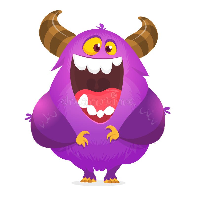 Cartoon Purple Monster Character Design. Stock Vector - Illustration of  bright, cheerful: 123472437