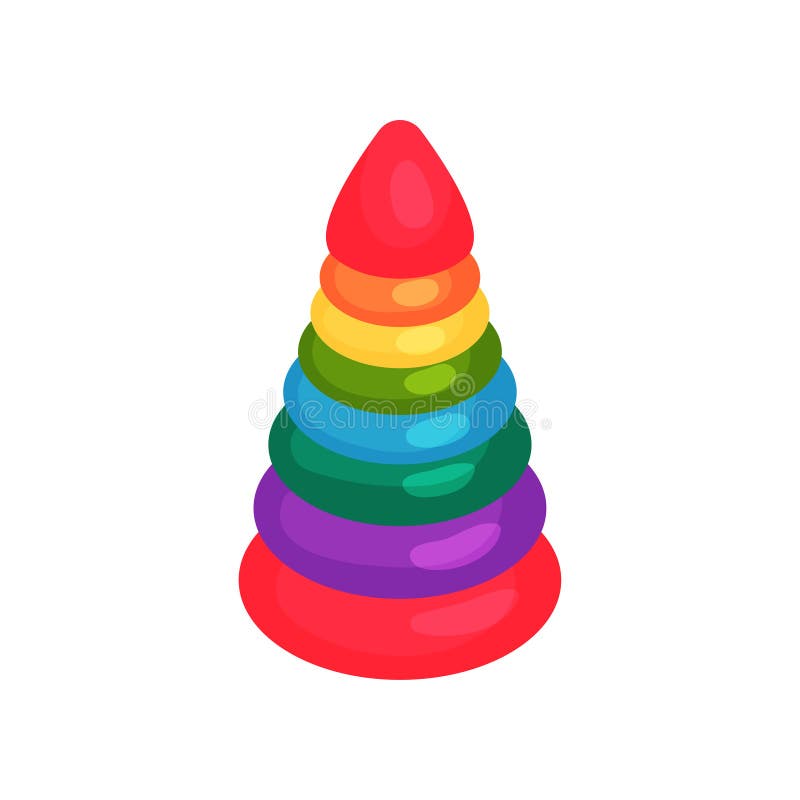 Cartoon pyramid of colorful plastic rings. Toy for toddlers or preschool children. Educational game. Learning through royalty free illustration Cartoon pyramid of colorful plastic rings. Toy for toddlers or preschool children. Educational game. Learning through royalty free illustration