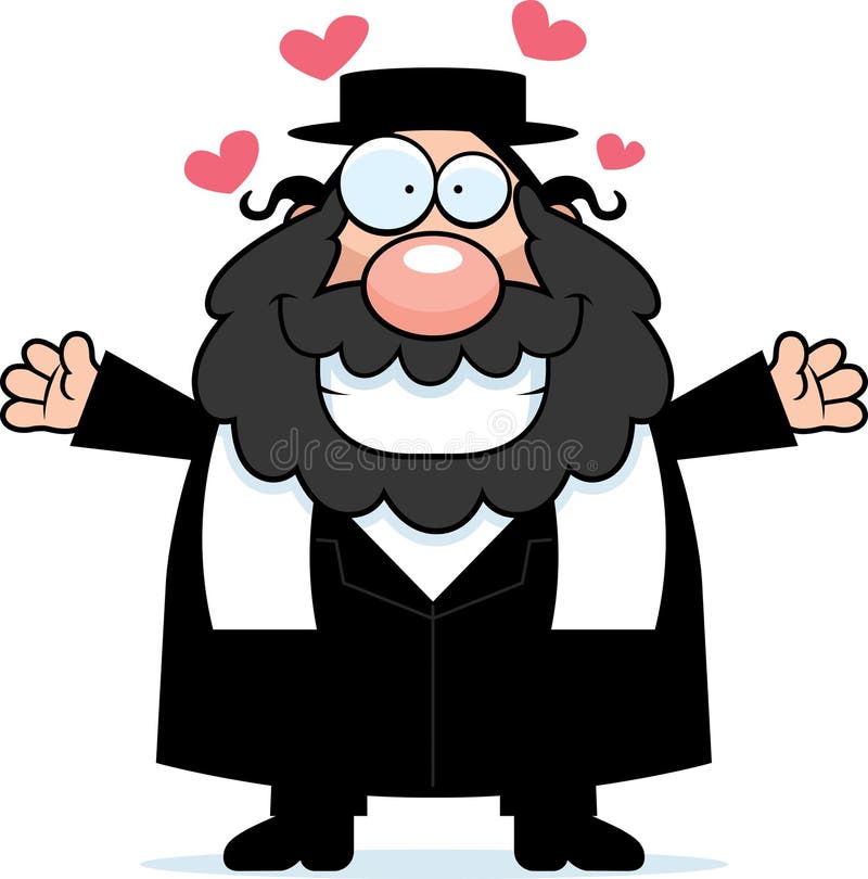 Cartoon Rabbi on a White Background Stock Illustration - Illustration