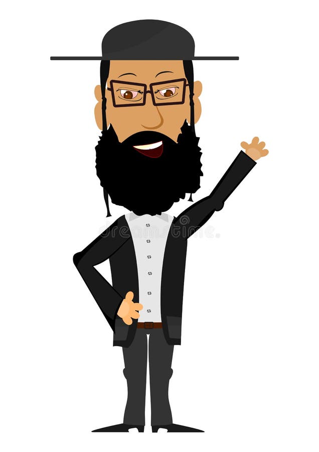 Cartoon Rabbi on a White Background Stock Illustration - Illustration