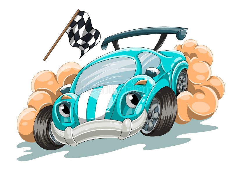 Cartoon Racing Car Rushes Along the Track Stock Vector - Illustration of  drawing, cartoon: 208526909