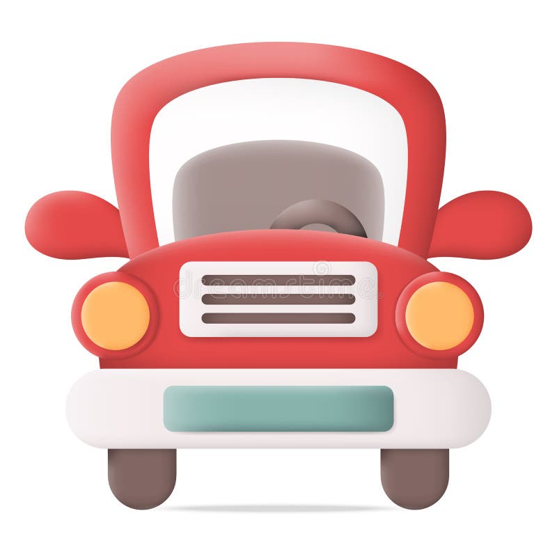Cartoon Red Car Front View 3D Icon Vector Stock Vector Illustration