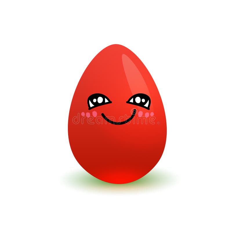 Cartoon Red Easter Egg Happy Smiling on White Background Stock Vector