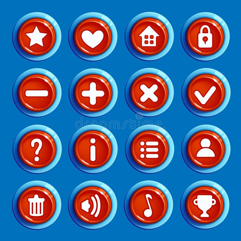 Cartoon red round buttons