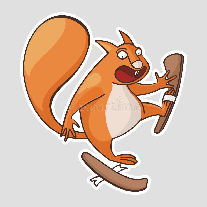 Cartoon Red Squirrel on Brown Ski. Crazy Skier with Unfastened Ski Stock Vector - Illustration of character, emotion: 169755616 Cartoon Red Squirrel on Brown Ski. Crazy Skier with Unfastened Ski Stock Vector - Illustration of character, emotion: 169755616