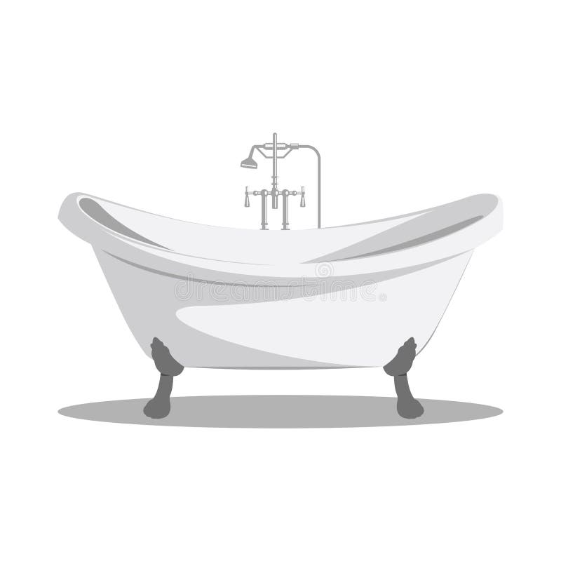Cartoon Retro Bathtub Icon White with Arms and Legs Stock Vector