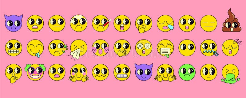 90s stickers and signs retro pack of emoticons Vector Image