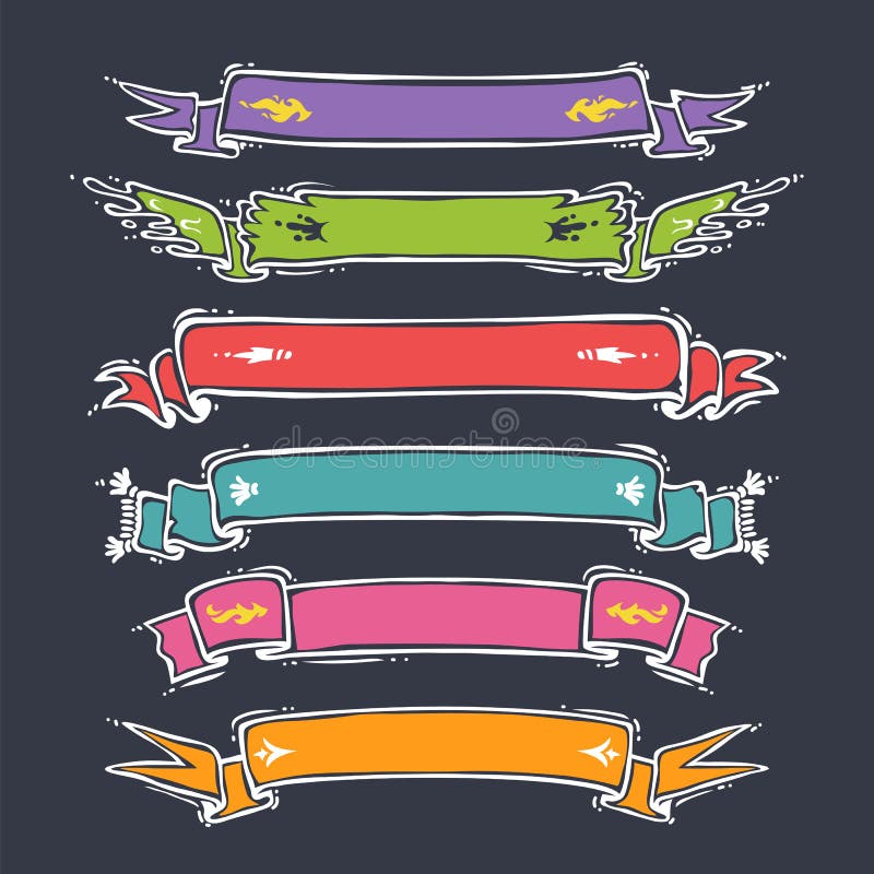 Cartoon Ribbons Set stock vector. Illustration of pennant 43271093