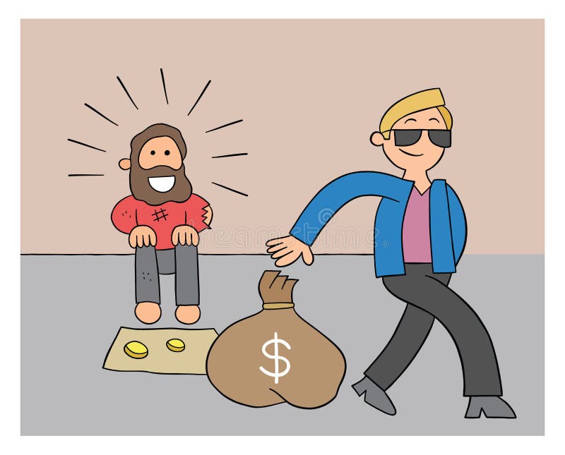 Cartoon Rich Man Giving Homeless Man a Sack of Dollars, Vector Illustration Stock Vector - Illustration of mendicant, cartoon: 220236055 Cartoon Rich Man Giving Homeless Man a Sack of Dollars, Vector Illustration Stock Vector - Illustration of mendicant, cartoon: 220236055