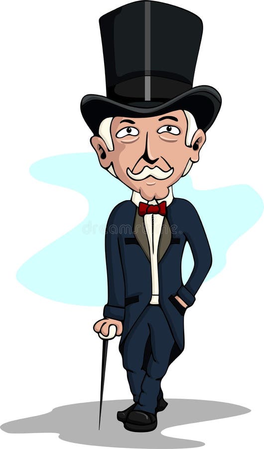 Cartoon rich man man wearing top hat