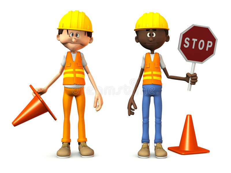 Cartoon road workers. stock illustration. Image of worker - 22452569