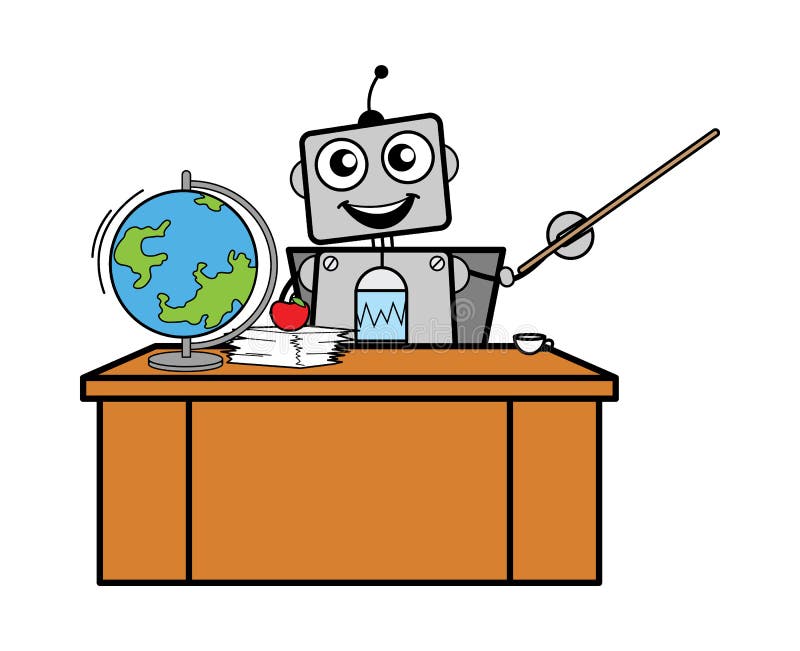 Cartoon Robot as Teacher stock illustration. Illustration of comic -  191439577