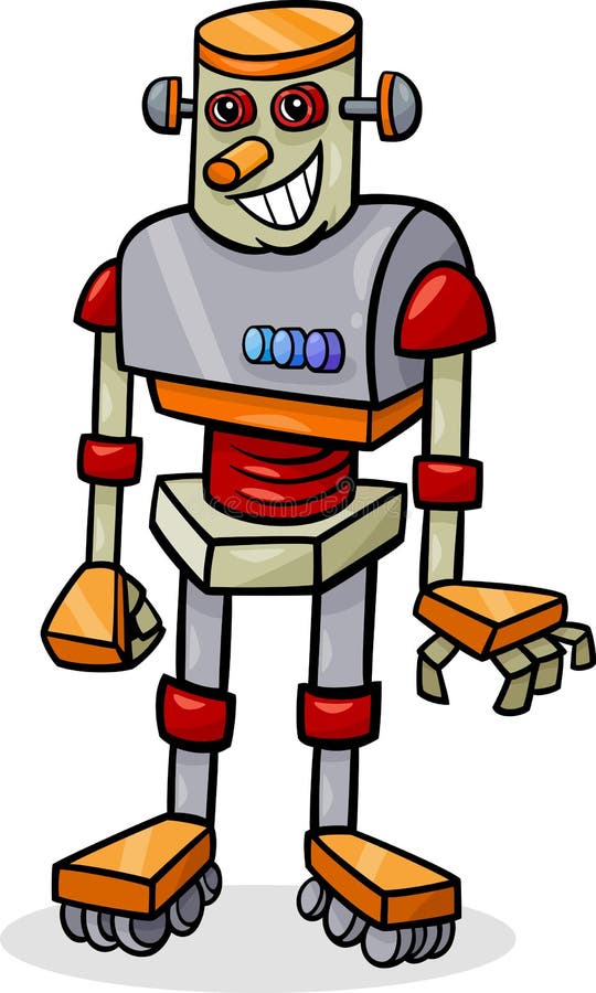Cartoon robot or droid illustration stock illustration