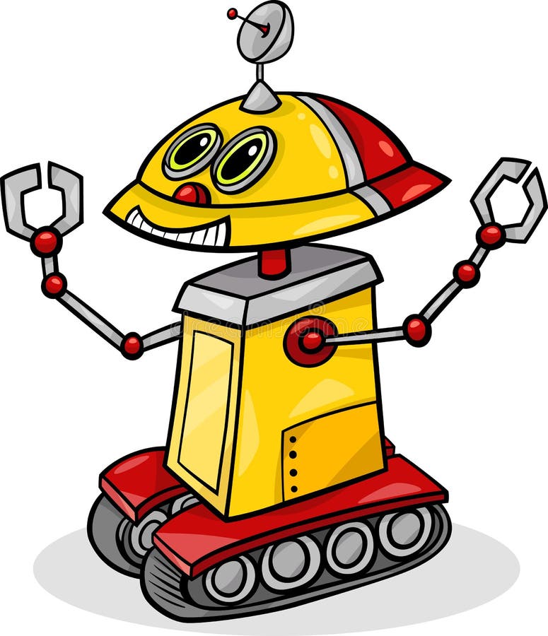 Cartoon robot or droid illustration stock illustration