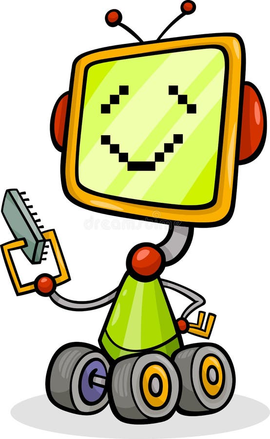 Cartoon robot or droid illustration stock illustration