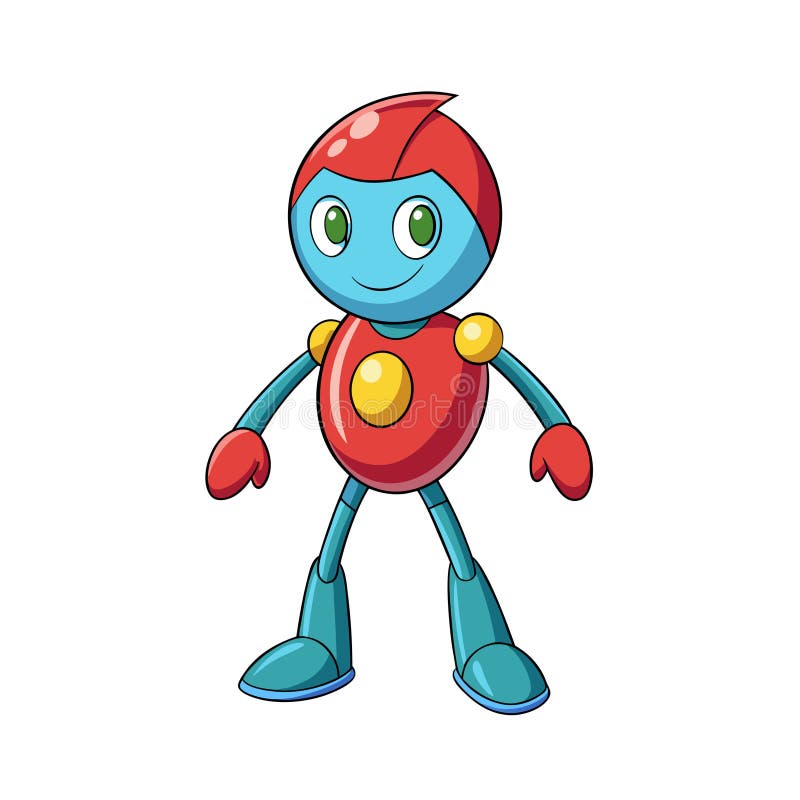 Cartoon Robot Illustration mit rotem und blauem Design auf weißem Hintergrund vektor abbildung