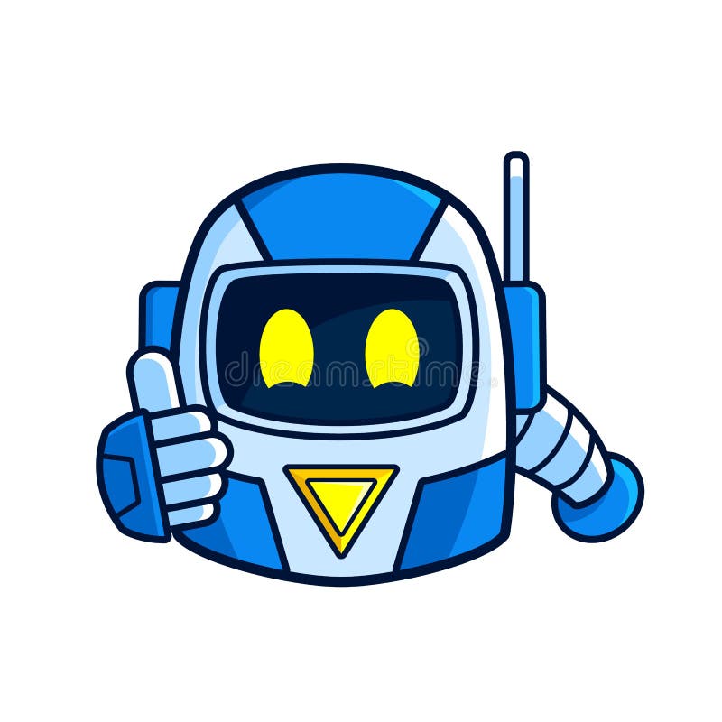 Cartoon Robot Mascot Gaming Thumb Up Stock Vector - Illustration of  display, cute: 186185895