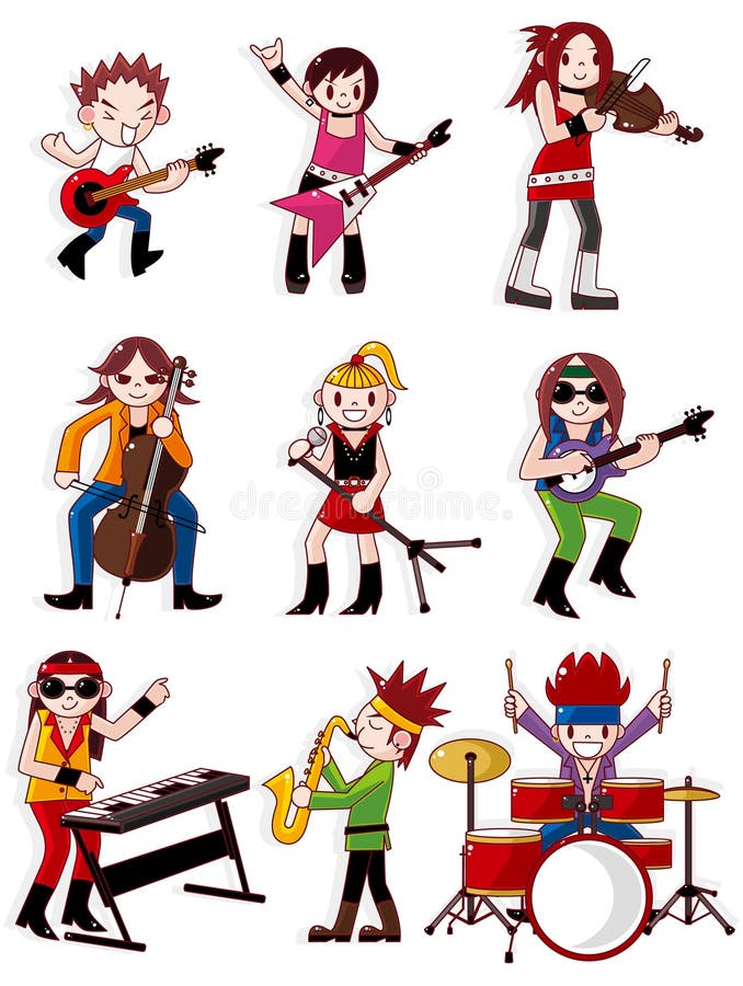 Cartoon rock band icon,vector drawing