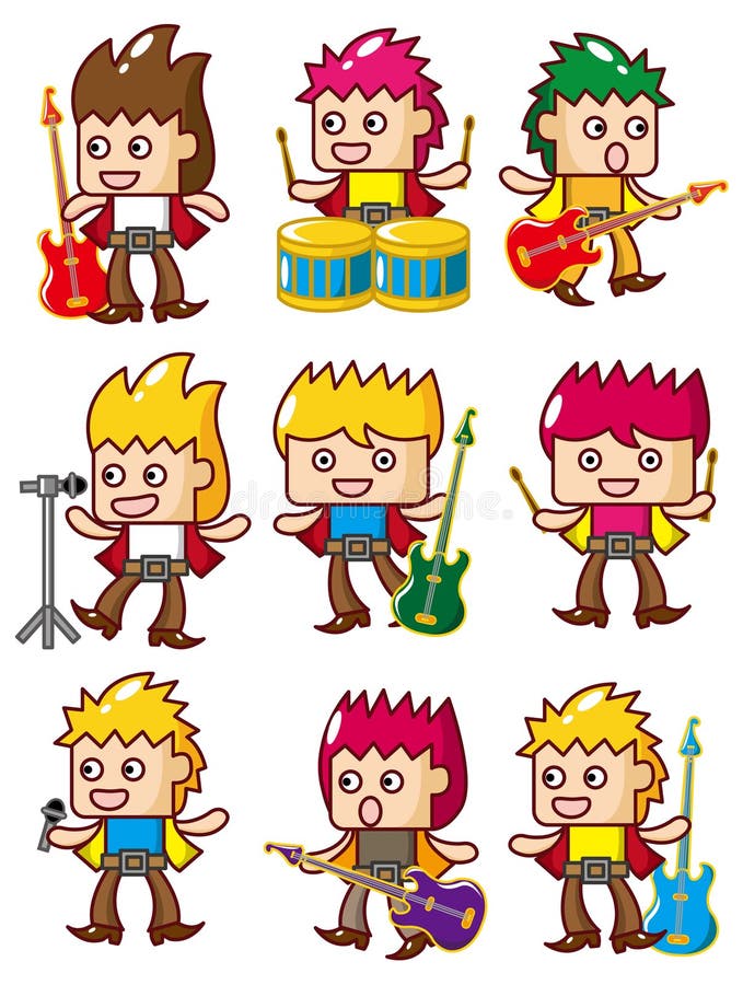 Cartoon Rock Music Band Icon Stock Vector - Illustration of comic