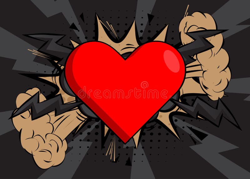 Cartoon Rood Hart, stripvakantie. Vector comics pop art ontwerp vector illustratie