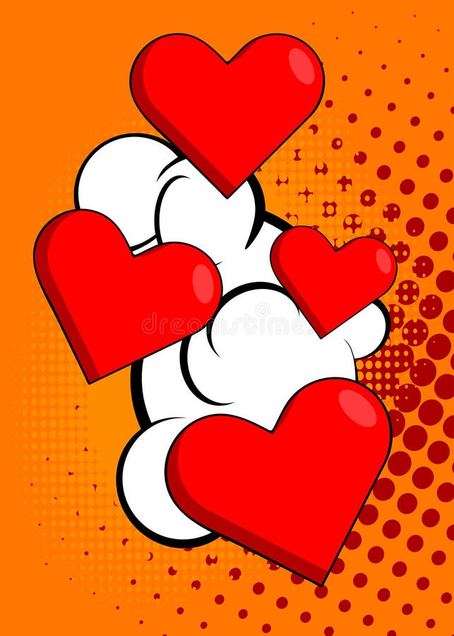 Cartoon Rood Hart, stripvakantie. Vector comics pop art ontwerp vector illustratie