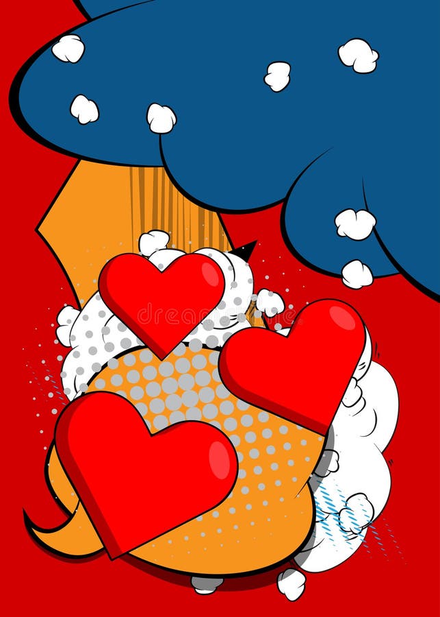 Cartoon Rood Hart, stripvakantie. Vector comics pop art ontwerp royalty-vrije illustratie