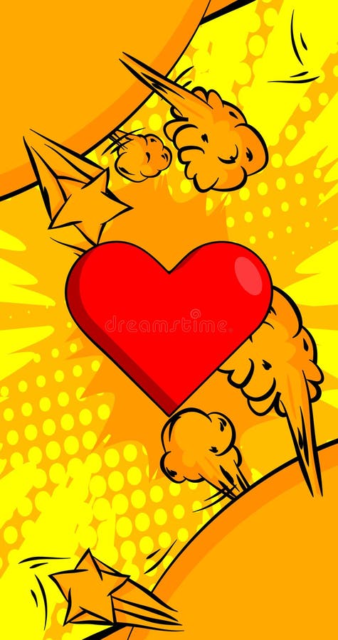Cartoon Rood Hart, stripvakantie. Vector comics pop art ontwerp stock illustratie