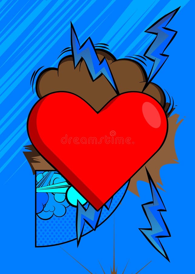 Cartoon Rood Hart, stripvakantie. Vector comics pop art ontwerp royalty-vrije illustratie