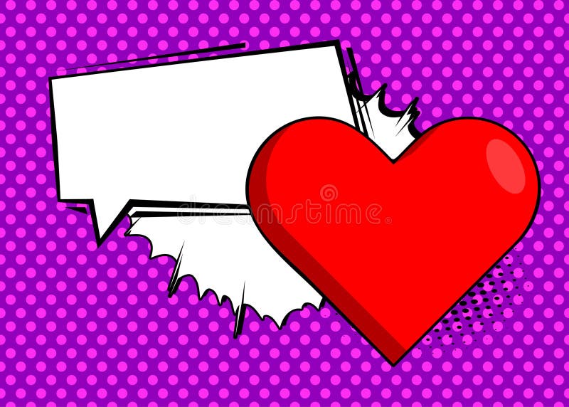 Cartoon Rood Hart, stripvakantie. Vector comics pop art ontwerp royalty-vrije illustratie