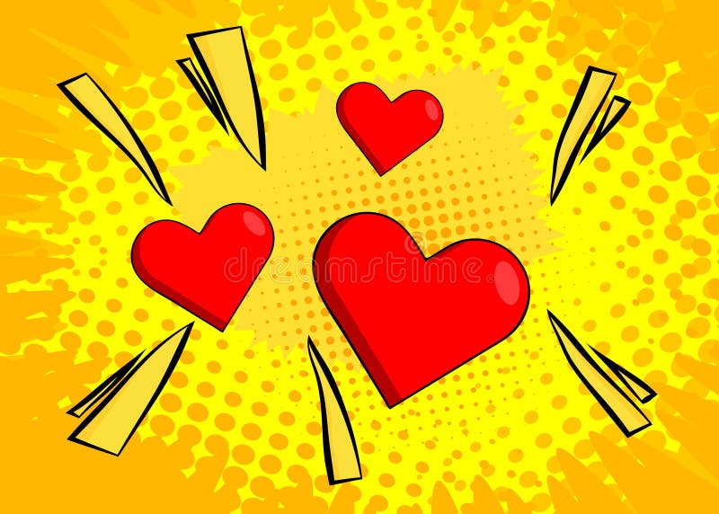 Cartoon Rood Hart, stripvakantie. Vector strip pop art ontwerp vector illustratie
