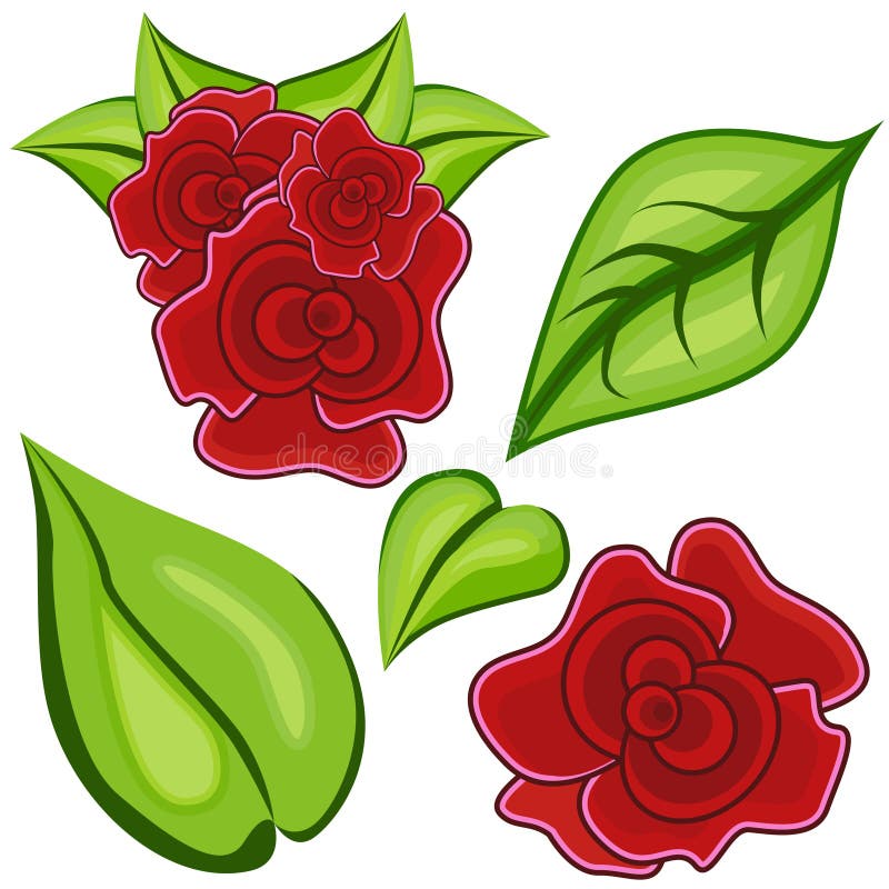 Cartoon Rose Leaf Icon Set Royalty Free Stock Image Image 12764896
