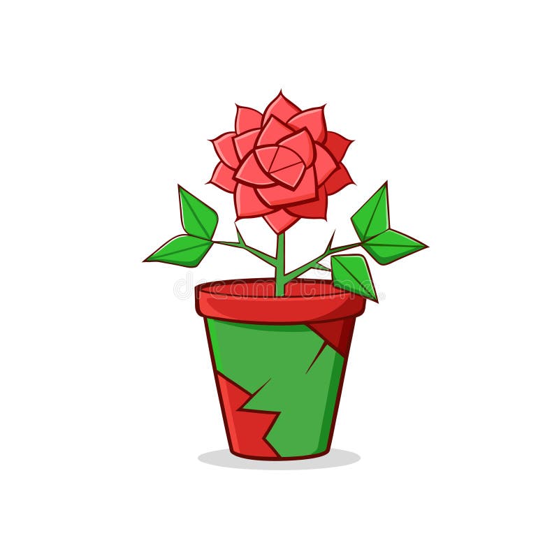 Cartoon Rose in the PoothPlant (Kartonik Rose w doniczce) ilustracja wektor