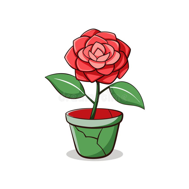 Cartoon Rose in Pot Illustration royalty ilustracja