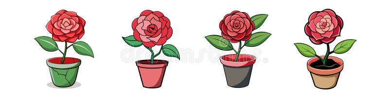 Cartoon Rose in Pot Illustration royalty ilustracja