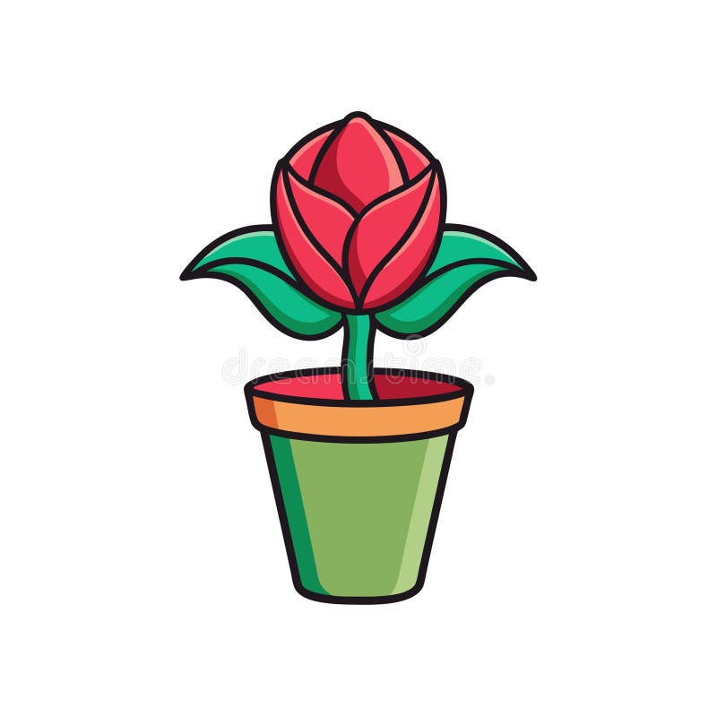 Cartoon Rose in the Pot Ilustracja royalty ilustracja