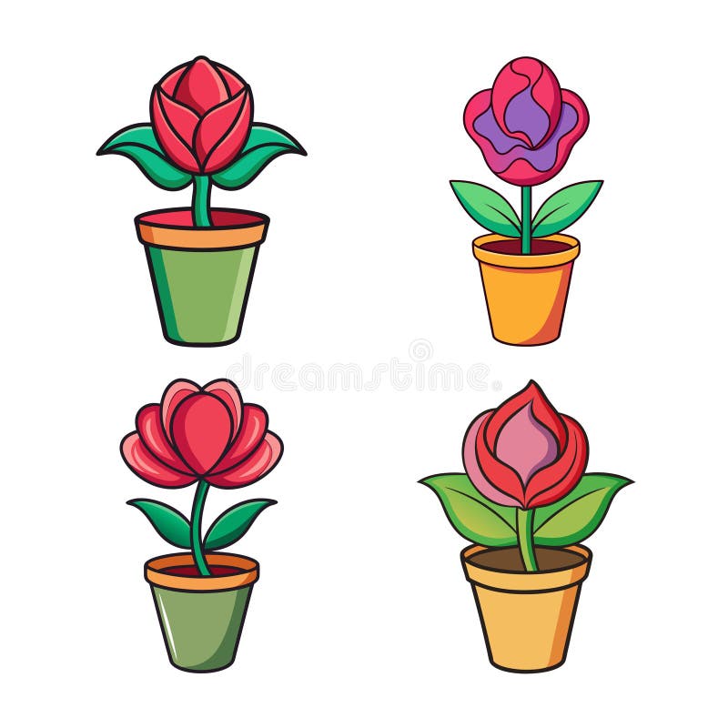 Cartoon Rose in the Pot Ilustracja ilustracji